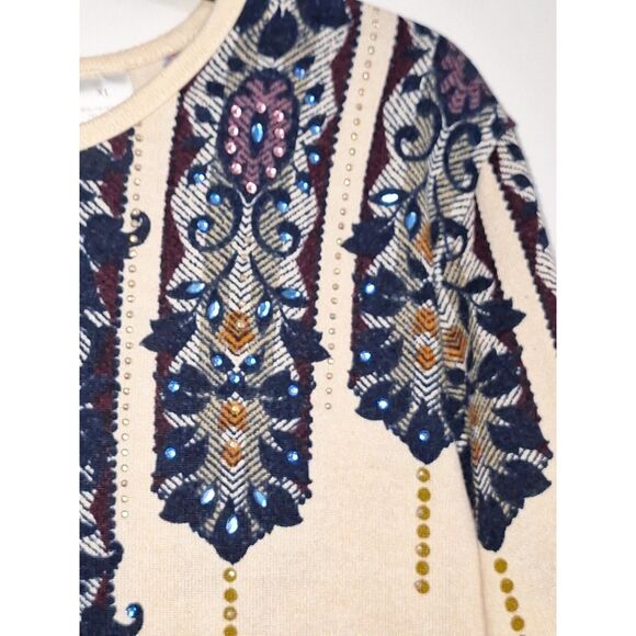 Alfred Dunner Women's Top Rhinestone Boho Designer Fantasy Moroccan Y2K XL - Picture 5 of 9